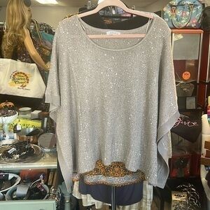 AZIZA size large champagne, shimmer sweater absolutely beautiful